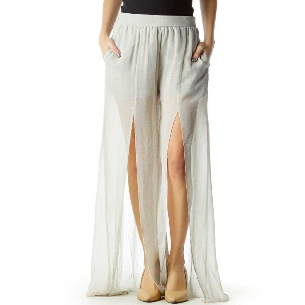 BCBGeneration Gray Tonal Print Maxi Skirt with Shorts - Picture 1 of 3